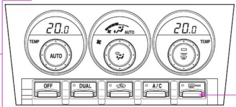 20.0 TEMP AUTO AUTO 20.0 TEMP FRENT OFF DUAL A/C REAR
