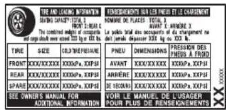 THE AND LCKING INFORMATION SEATING CAPACITY TOTAL 1 FRONT 2: REAR 0 The combined weight of occupants and aggregate were added 320 kg ou 320 lb. PENUEI DIMENSIONS PRECISION DES PNEUS À FRONT AVANT XXXX/XXXXXX XXXX/PX-SP1 ARRÈRE XXXX/XXXXXX XXXX/PX-SP1 DE SECONES XXXX/XXXXXX XXXX/PX-SP1 SEE OWNER'S MANUAL FOR ADDITIONAL INFORMATION VOIR LE MANUEL DE L'USAGER POUR PLUS DE RENSEIGNEMENTS