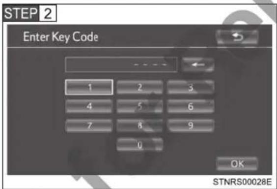 STEP 2 Enter Key Code 1 2 3 4 5 6 7 8 9 0 OK STNRS00028E