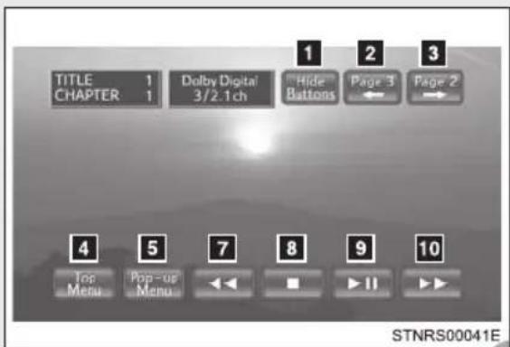 TITLE 1 CHAPTER 1 Dolby Digital' 3/2.1ch Hide Buttons Page 3 Page 2 4 Top Menu Pop-up Menu 7 8 9 10 STNRS00041E