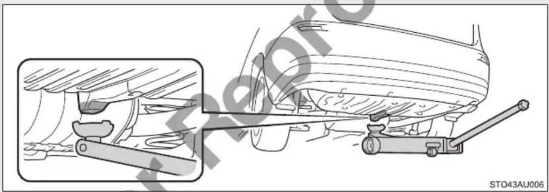 TOYOTA Previa (2016) - Positioning a floor jack - 2