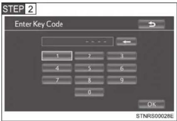 STEP 2 Enter Key Code 1 2 3 4 5 6 7 8 9 0 OK STNRS00028E