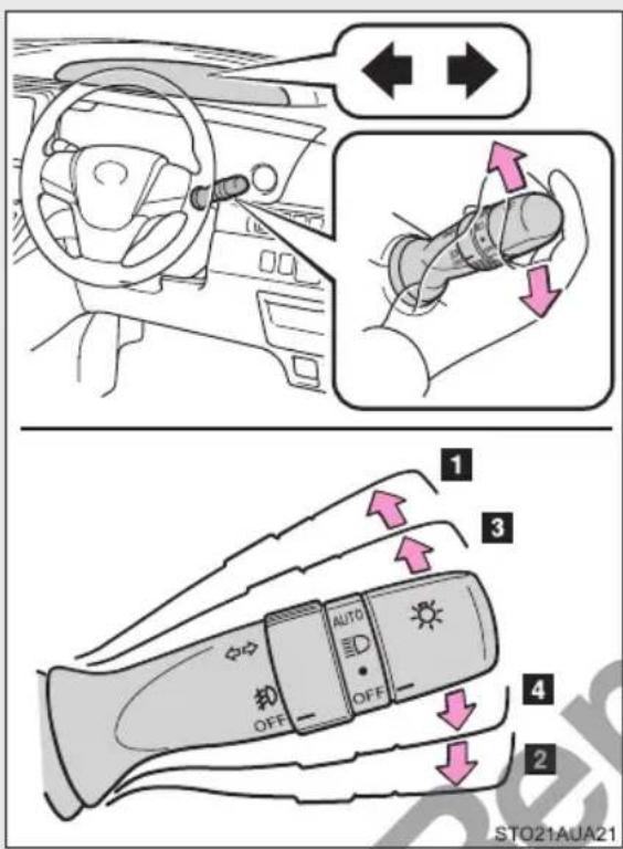 Diagram illustrating car interior and dashboard control with directional arrows and labeled switches for speed, speed limit, and safety.