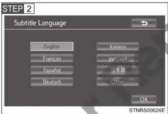 STEP 2 Subtitle Language English Français Español Deutsch Rakano pyccanā 日本語 Other OK STNRS00026E
