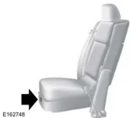 3D model of a white car seat with side brackets and seat details, labeled E162748 (no text or symbols on the car itself)