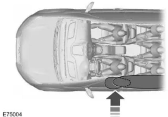 Top-down technical illustration of a car interior showing internal structural components (no text or symbols)