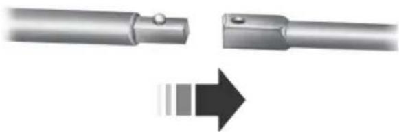 Two metallic mechanical components with a right-pointing arrow indicating direction (no text or symbols)