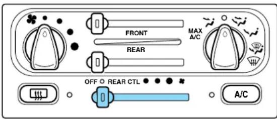 FRONT REAR MAX A/C OFF ○ REAR CTL ○ A/C