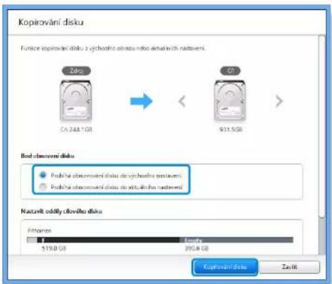 Kopirování disku Funkice kopirování disku z výchostní obstou nebo aktualních nastavení. CA 248.1GB 931.5GB Bed obstavení disku ● Pruchá na obstavení disku do výchostní restavami. ● Pruchá na obstavení disku do státkého nadvení Nastavit odály člového disku Přitovní 519,0 GB 295,8 GB Kopirování disku Zašít