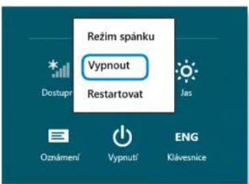 Režim spänku Vypnout Restartovat Dostupr Jas Oznámení Vypnutí ENG Klávesnice
