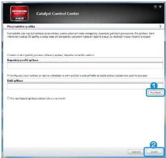 Catalyst Control Center Preprintatelná grafika Rozvodněte zda mají byl aplikace zpracchrednýdy výsoce výkorným nebo energetický (doparnýe grafickým processors. Pro aplikace, které interzvíd výsztáj) 20 grafiku a coraz nebo při energetický učsporném roztaňení spazné črascuj je výsodněd výsoce výkorný procesz. Chrate-4 schent grafický processor příklasiny aplikace, dipsňate na tříděce vadě níc. Neposledy použit aplikace Při konfigurad jejím aplikace je relajne výskedje ve svem podčakí a poté přítradte ke růdě aplikaci podstovný grafický proceser. Dali aplikace Pro nečnílazené aplikace zobrazt okno s varodním 1 Pro dotat 2 Catalyst Pro2a