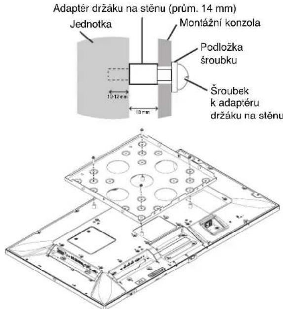 Adaptér držáku na stěnu (prům. 14 mm) Jednotka Montážní konzola Podložka šroubku Šroubek k adaptéru držáku na stěnu 10-12 mm 18 mm