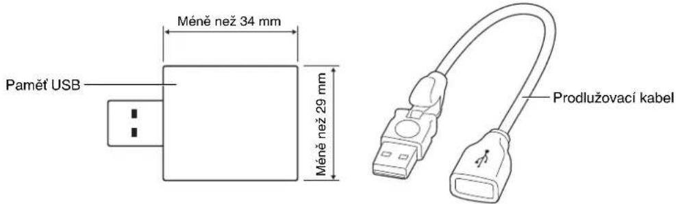 Méně než 34 mm Méně než 29 mm Paměť USB Prodlužovací kabel