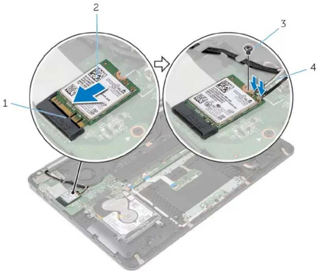 DELL Inspiron 7547 - Konektory na bezdrátové kartě Barva anténního kabelu - 1
