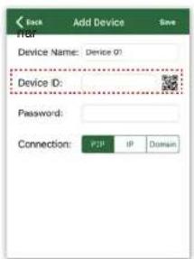 Add Device Save File Device Name: Device 01 Device ID: Password: Connection: PJP IP Domain