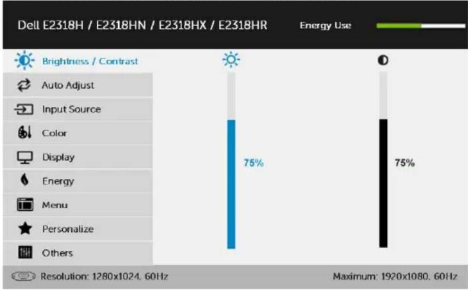 DELL E Series E2318H - Hlavní Nabídka - 3