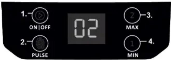 1. ON/OFF 2. PULSE 02 2 MAX 1 MIN 3. 4.