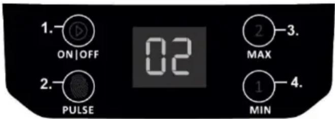 1. ON/OFF 2. PULSE 02 2 MAX 1 MIN 4.