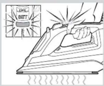 Diagram illustrating a soldering process with a hand using an iron, showing heat transfer and spray effect.