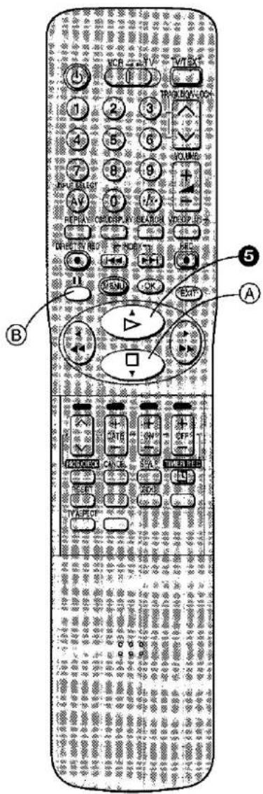 Diagram of a remote control with labeled buttons and function keys, including navigation, playback, and exit controls.