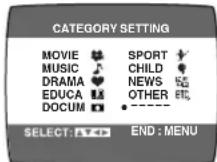 PANASONIC NV-FJ625 - To Set the Category - 1