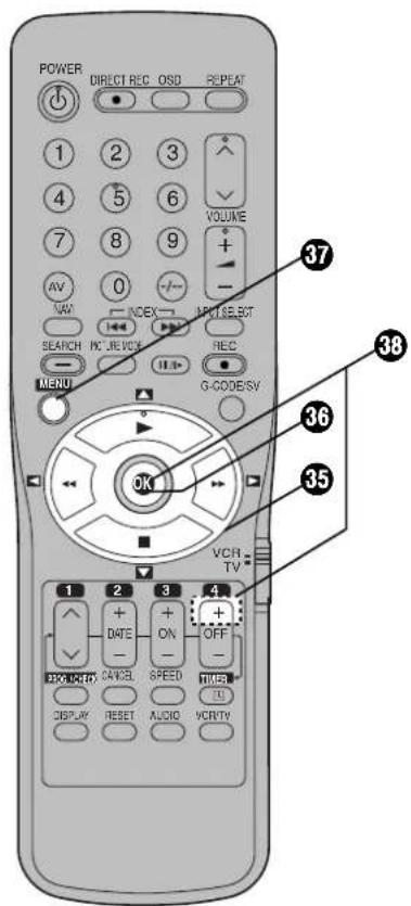 POWER DIRECT REC OSD REPEAT 1 2 3 4 5 6 7 8 9 AV 0 NAV INDEX NAV/RESET SEARCH NC JRE VCK REC MENU G-CODE/SV OK VCH TV 1 2 3 4 + DATE ON + - - 320.0K+ON CANCEL SPEED TIMER DISPLAY RESET AUDIO VCNTV