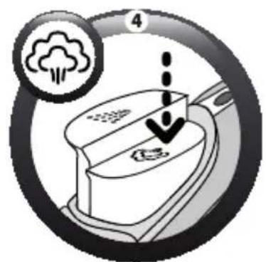 Diagram showing a device with airflow and smoke icon, labeled with number 4