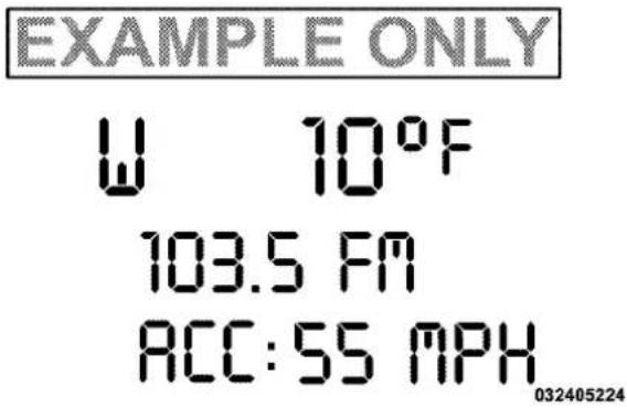 EXAMPLE ONLY W 10°F 103.5 FM ACC:55 MPH 032405224