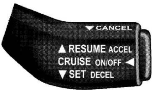 CANCEL ▲ RESUME ACCEL CRUISE ON/OFF ▼ SET DECEL