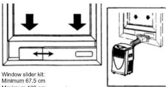 Window slider kit: Minimum 67.5 cm Maximum 123 cm