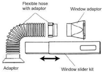 Flexible hose with adaptor Window adaptor Adaptor Window slider kit