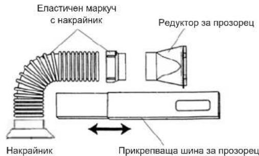 Еластичен маркуч с накрайник Редуктор за прозорец Накрайник Прикрепваща шина за прозорец