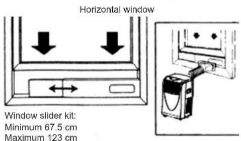 Horizontal window Window slider kit: Minimum 67.5 cm Maximum 123 cm