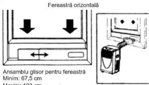 Fereastră orizontală Ansamblu glisor pentru fereastră Minim: 67,5 cm Maxim: 123 cm