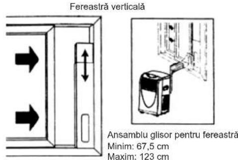 Fereastră verticală Ansamblu glisor pentru fereastră Minim: 67,5 cm Maxim: 123 cm