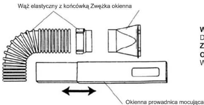 Wąż elastyczny z końcówka Zwężka okienna Okienna prowadnica mocująca