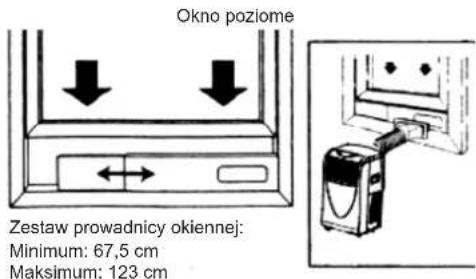 Okno poziome Zestaw prowadnicy okiennej: Minimum: 67,5 cm Maksimum: 123 cm