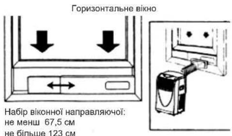 Горизонтальне вікно Набір віконної направляючої: не менш 67,5 см не більше 123 см