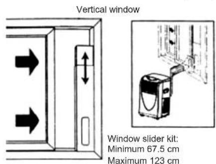 Vertical window Window slider kit: Minimum 67.5 cm Maximum 123 cm