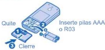 Quite, cierre, inserte pilas AAA o R03.