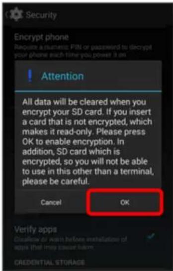 Encrypt phone Request automatic PIN or password to decrypt your phone each time you power it on ! Attention All data will be cleared when you encrypt your SD card. If you insert a card that is not encrypted, which makes it read-only. Please press OK to enable encryption. In addition, SD card which i…