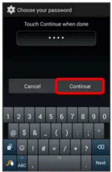 Choose your password Touch Continue when done Cancel Continue