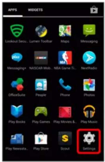 APPS WIDGETS Lookout Secu... Lumen Toolbar Maps Messaging Messaging+ NASDAQ Mob... NBA Game T... NextRadio OfficeSuite People Phone Photos Play Books Play Games Play Movies & Play Music Play Newssta... Play Store Scout Settings