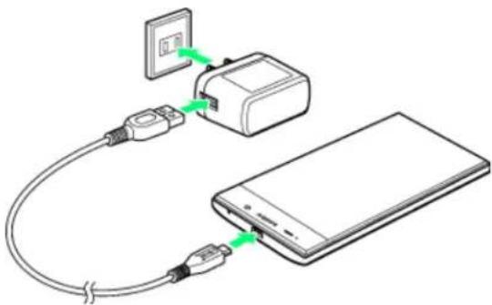 Diagram showing connections between a power bank, connected to a smartphone via cable (no text or symbols present)