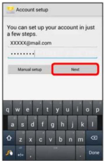Account setup You can set up your account in just a few steps. XXXXX@mail.com ...... Manual setup Next q w e r t y u i o p a s d f g h j k l z x c v b n m Done
