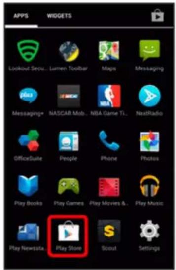 APPS WIDGETS Lookout Secu... Lumen Toolbar Maps Messaging Messaging* NASCAR Mob... NBA Game TL... NextRadio OfficeSuite People Phone Photos Play Books Play Games Play Movies &... Play Music Play Newssta... Play Store Scout Settings