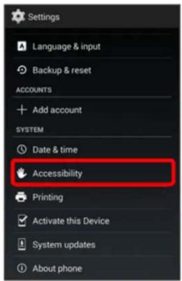 Settings Language & input Backup & reset ACCOUNTS Add account SYSTEM Date & time Accessibility Printing Activate this Device System updates About phone