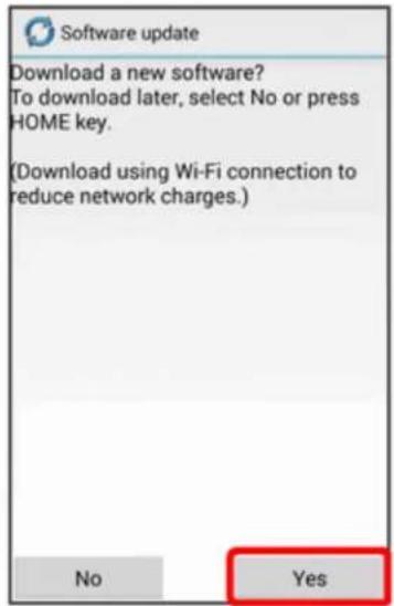 Software update Download a new software? To download later, select No or press HOME key. (Download using Wi-Fi connection to reduce network charges.) No Yes