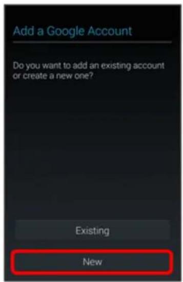 Add a Google Account Do you want to add an existing account or create a new one? Existing New