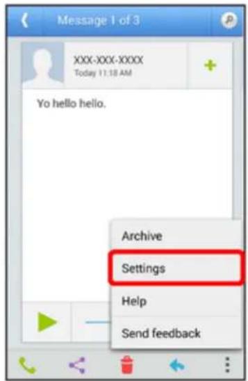 Message 1 of 3. XXX-XXX-XXXX. Today 11:18 AM. Yo hello hello. Archive, Settings, Help, Send feedback.
